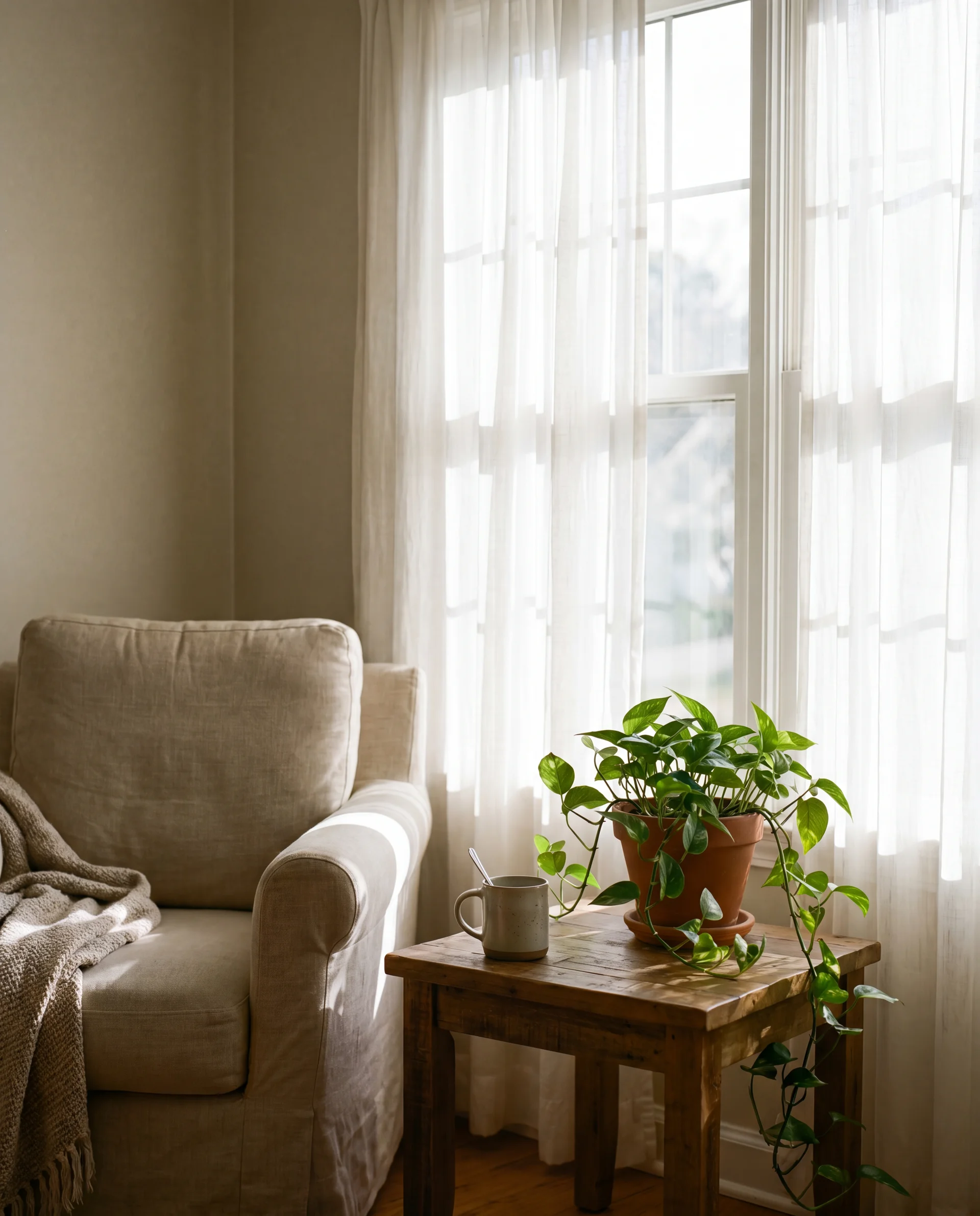 A calm, sunlit corner that feels like a space to exhale